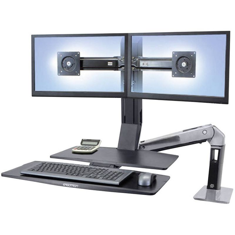 Foto van Ergotron workfit-a monitor-tafelbeugel 2-voudig 25,4 cm (10) - 61,0 cm (24) in hoogte verstelbaar, toetsenbordhouder, kantelbaar, zwenkbaar, roteerbaar