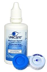 Foto van Unicare alles-in-één vloeistof zachte contactlenzen + lenzenhouder