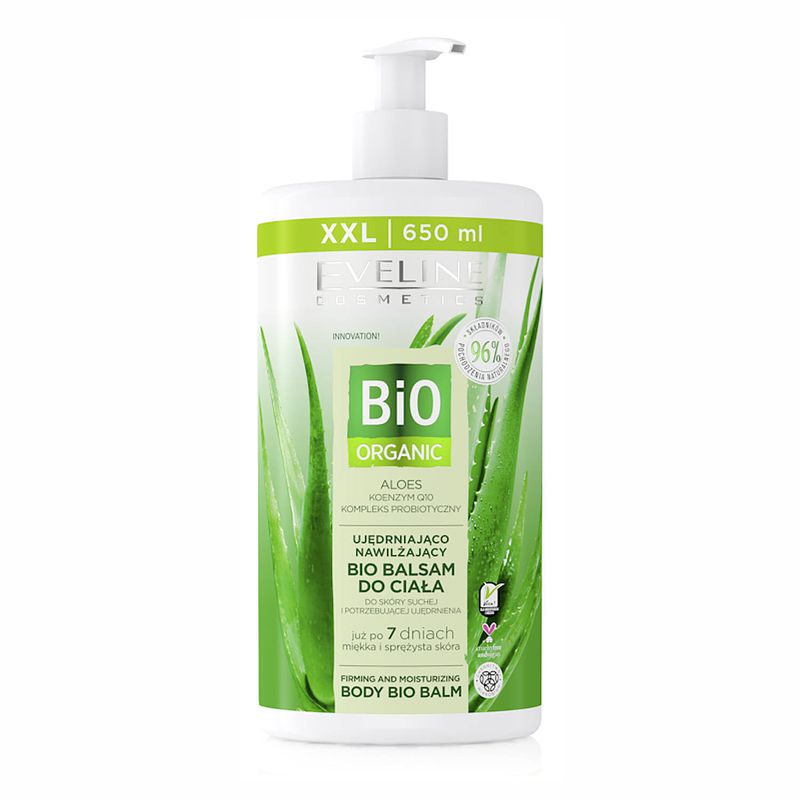 Foto van Eveline cosmetics bio organic firming & moisturizing body bio balm aloëvera 650ml.