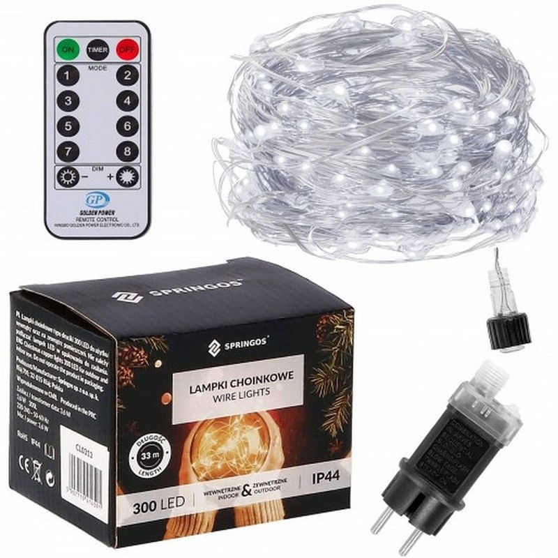 Foto van Kerstverlichting 30 m + 3 m snoer 300 led inclusief afstandsbediening koud wit