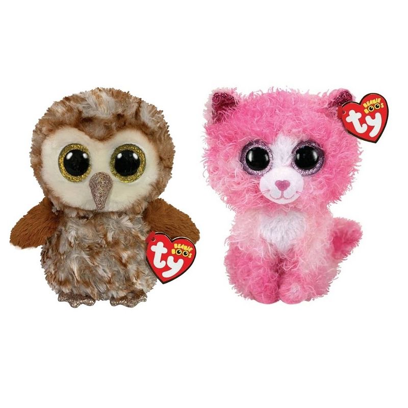 Foto van Ty - knuffel - beanie boo's - percy owl & reagan cat