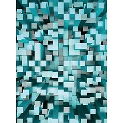 Foto van Wizard+genius 3d squares blue vlies fotobehang 192x260cm 4-banen