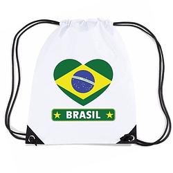 Foto van Brazilie hart vlag nylon rugzak wit - rugzakken