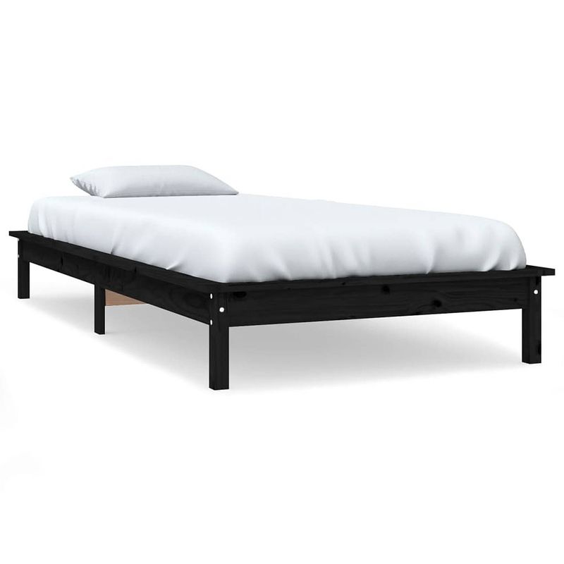 Foto van The living store bed - klassiek houten bedframe - 212 x 101.5 x 26 cm - zwart - geschikt voor 90 x 200 cm matras (excl