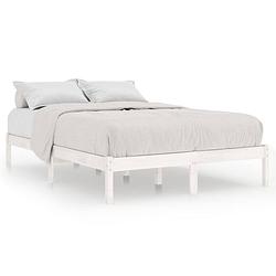 Foto van Vidaxl bedframe massief hout wit 135x190 cm 4ft6 double