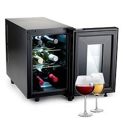 Foto van Alpina wijnkoelkast - 230v - 6 flessen - instelbare temperatuur 11°c tot 18°c - digitale display - zwart