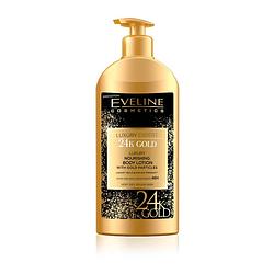 Foto van Eveline cosmetics luxury expert 24k gold nourishing body lotion with gold particles 350ml.