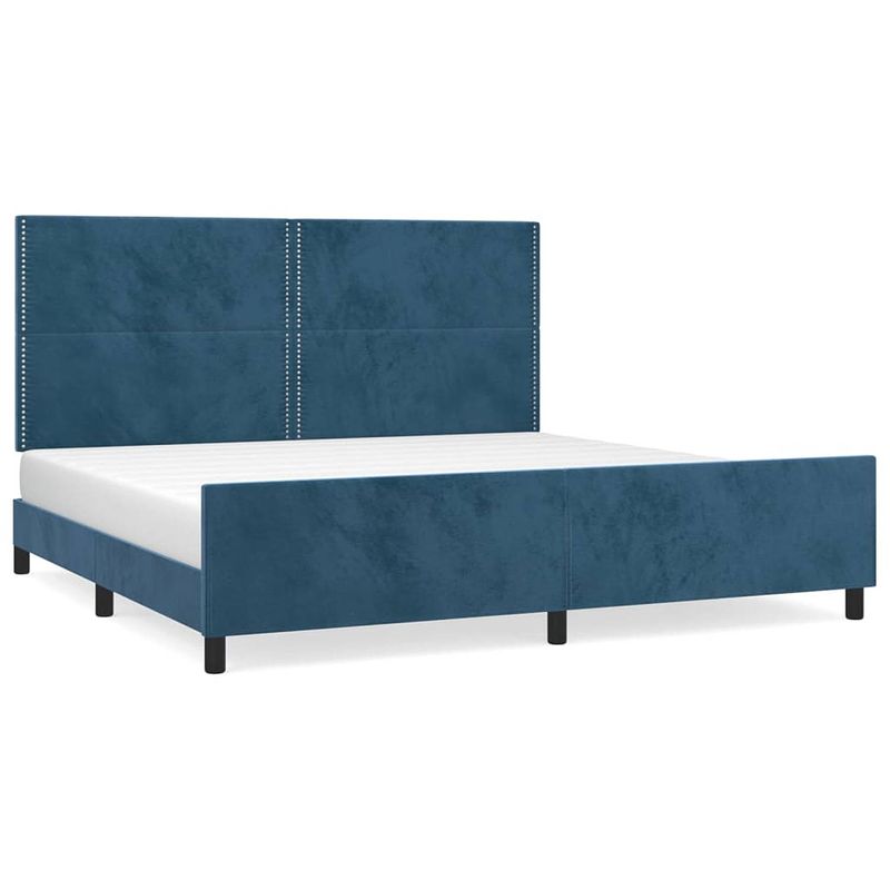 Foto van Vidaxl bedframe met hoofdeinde fluweel donkerblauw 200x200 cm