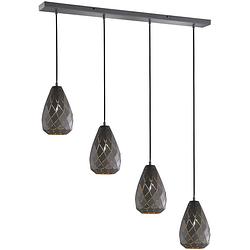 Foto van Trio hanglamp onyx 150 x 90 cm e27 staal 42w antraciet/goud