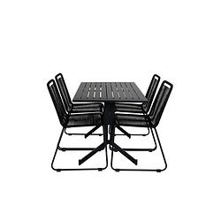 Foto van Way tuinmeubelset tafel 70x120cm en 4 stoel stapels lindos zwart.