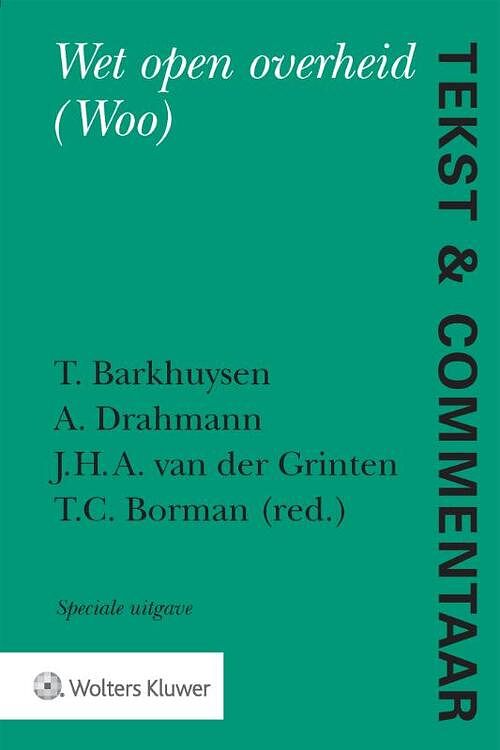 Foto van Tekst & commentaar wet open overheid - paperback (9789013169331)