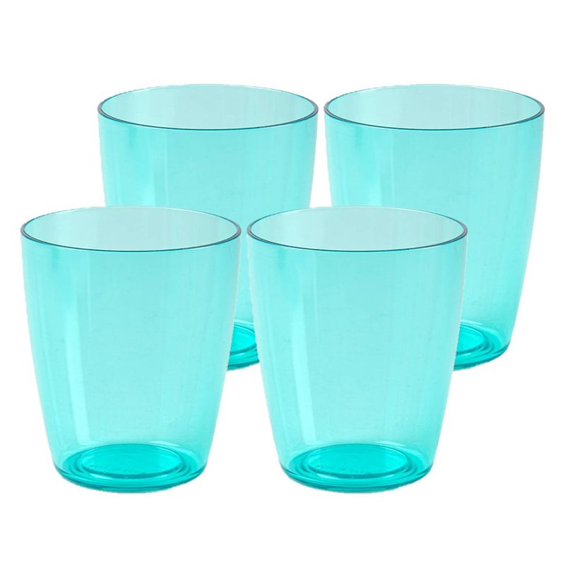 Foto van Set van 24x stuks kunststof waterglazen/drinkglazen 400 ml turquoise - drinkglazen