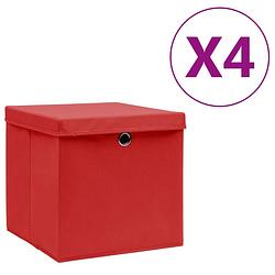 Foto van Vidaxl opbergboxen met deksels 4 st 28x28x28 cm rood