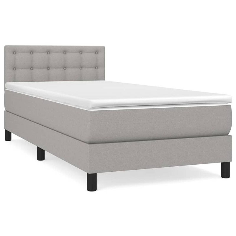 Foto van The living store boxspringbed - lichtgrijs - 203x90x78/88 cm - pocketvering matras - middelharde ondersteuning -