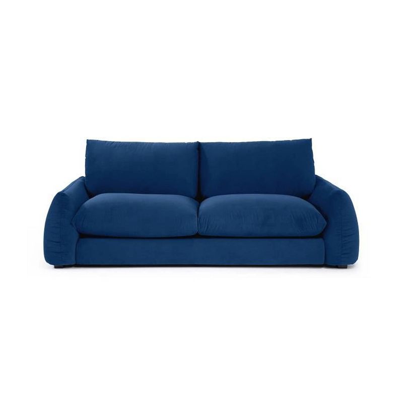 Foto van Vast 3 -seater vaste bank - diepblauw fluweel - l 231 x d 102 x h 78 cm - frankrijk