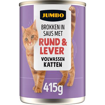 Foto van Jumbo brokken in saus met rund & lever 405g