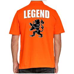 Foto van Holland fan polo t-shirt legend oranje met leeuw voor heren m - feestshirts