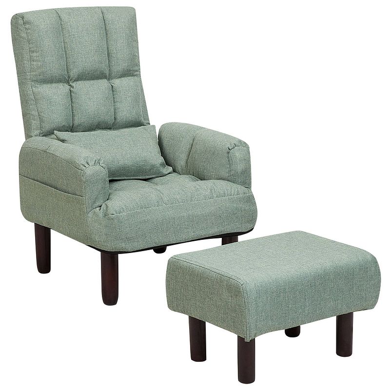 Foto van Beliani oland fauteuil met hocker polyester 52 x 65 cm