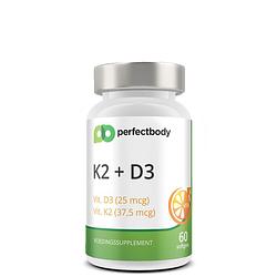 Foto van Perfectbody vitamine k2 + d3 - 60 softgels