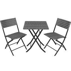 Foto van Tectake - tuinset balkonset - wicker set trevi - 2 stoelen en een tafel - grijs - 403197