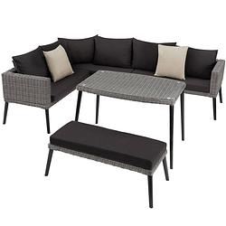 Foto van Tectake® - wicker lounge pula met aluminium frame - grijs - 404792