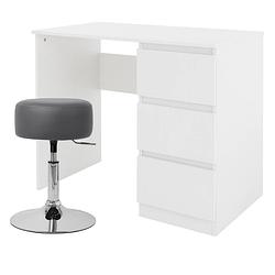 Foto van Bureau met drie laden 90x76x50 cm wit hout ml design