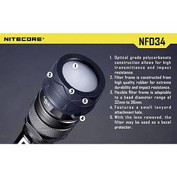 Foto van Nitecore nitnfd34 diffusor mt25, mt26, srt6 en zaklampen met een ø 33 - 36 mm