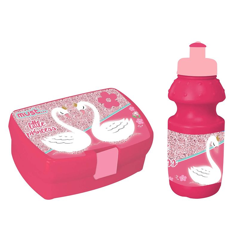 Foto van Must lunchset zwaan meisjes 350 ml roze 2-delig