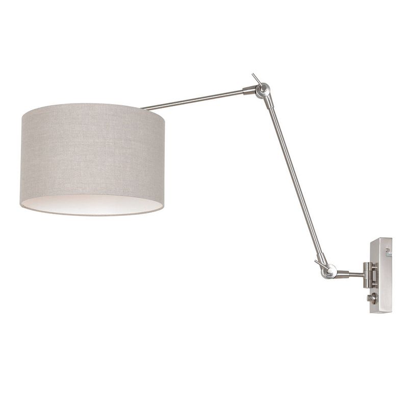 Foto van Steinhauer wandlamp prestige chic 8107 staal kap grijs linnen