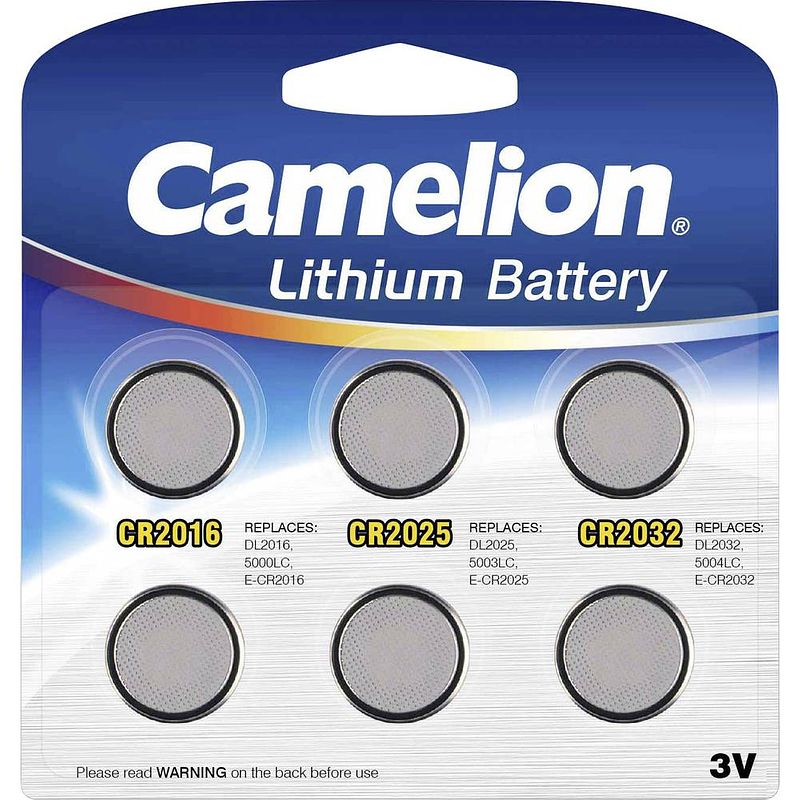 Foto van Camelion lithium 6 blister 2x cr2032, 2x cr2025, 2x cr2016