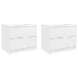 Foto van The living store bedkastjes - hoogglans wit - 50 x 39 x 43.5 cm - 2 lades - stevige constructie