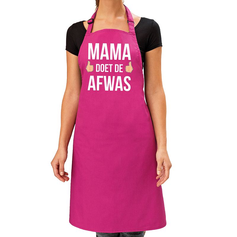 Foto van Cadeau schort roze mama doet de afwas voor dames - feestschorten