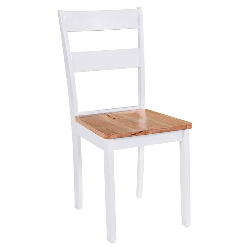 Foto van The living store eetkamerstoelen rubberwood - set van 4 - 40.5x47.5x95.5 cm - wit