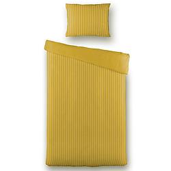 Foto van Luna bedding embossed stripes - geel dekbedovertrek 1-persoons (140 x 220 cm + 1 kussensloop) dekbedovertrek