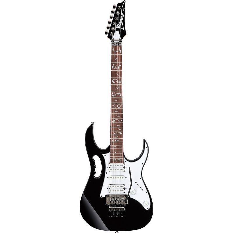 Foto van Ibanez steve vai signature jemjr-bk black elektrische gitaar met monkey grip