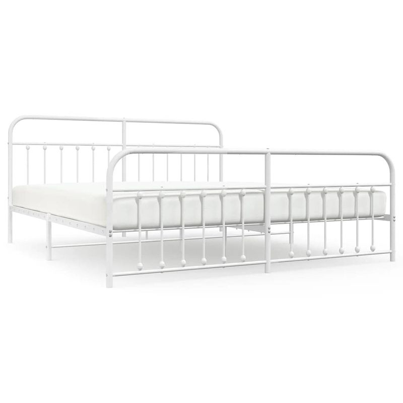 Foto van The living store bedframe dubbel - metaal - wit - 207x206x100 cm - robuuste constructie