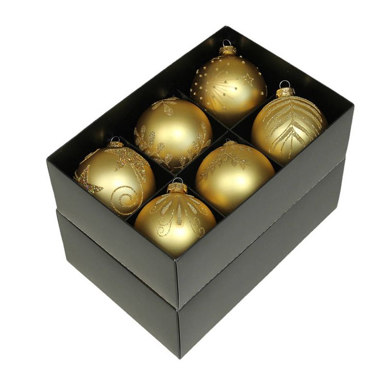 Foto van Othmar decorations kerstballen - gedecoreerd - 12x - 8 cm - goud - kerstbal