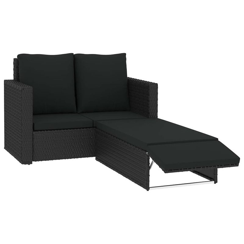 Foto van Vidaxl 2-delige loungeset met kussens poly rattan zwart