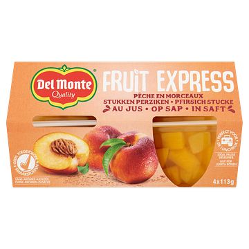 Foto van Del monte fruit express stukken perziken op sap 4 x 113g bij jumbo