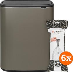 Foto van Brabantia bo touch bin 60 liter platinum + vuilniszakken (120 stuks)