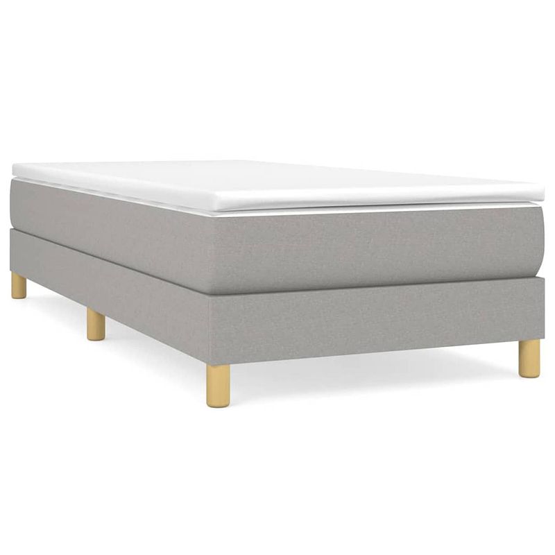 Foto van The living store bedframe boxspring - lichtgrijs - 203 x 90 x 25 cm - stof/multiplex - geschikt voor 90 x 200 cm matras