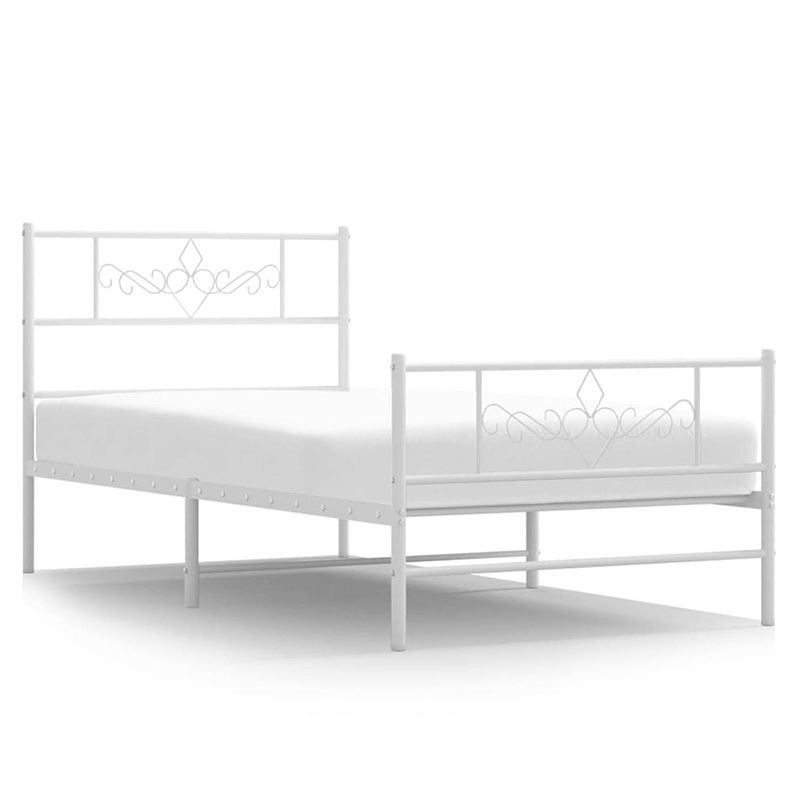 Foto van Vidaxl bedframe met hoofd- en voeteneinde metaal wit 90x190 cm