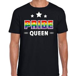 Foto van Bellatio decorations gay pride shirt - pride queen - regenboog - heren - zwart 2xl - feestshirts