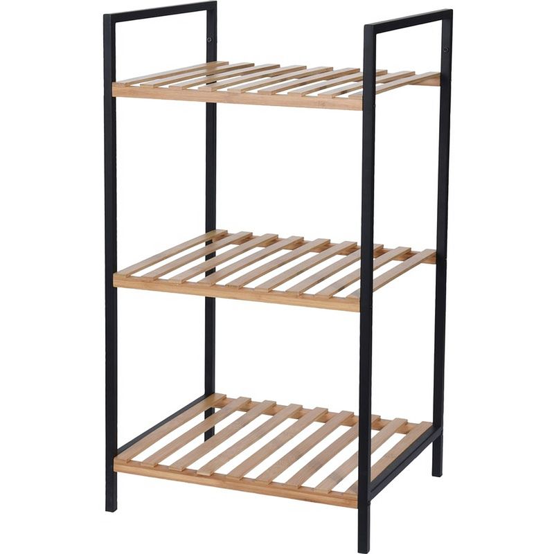 Foto van Bamboe houten badkamer kastje/trolley 70 cm - badkamerkastjes