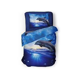 Foto van Eleganzzz dekbedovertrek micropercal dolphins - blauw 140x200/220cm