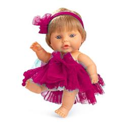 Foto van Berjuan babypop 22 cm meisjes vinyl/textiel blond/fuchsia