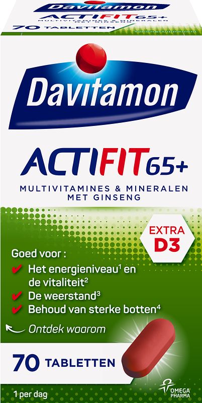 Foto van Davitamon actifit 65+ tabletten, 70 stuks bij jumbo