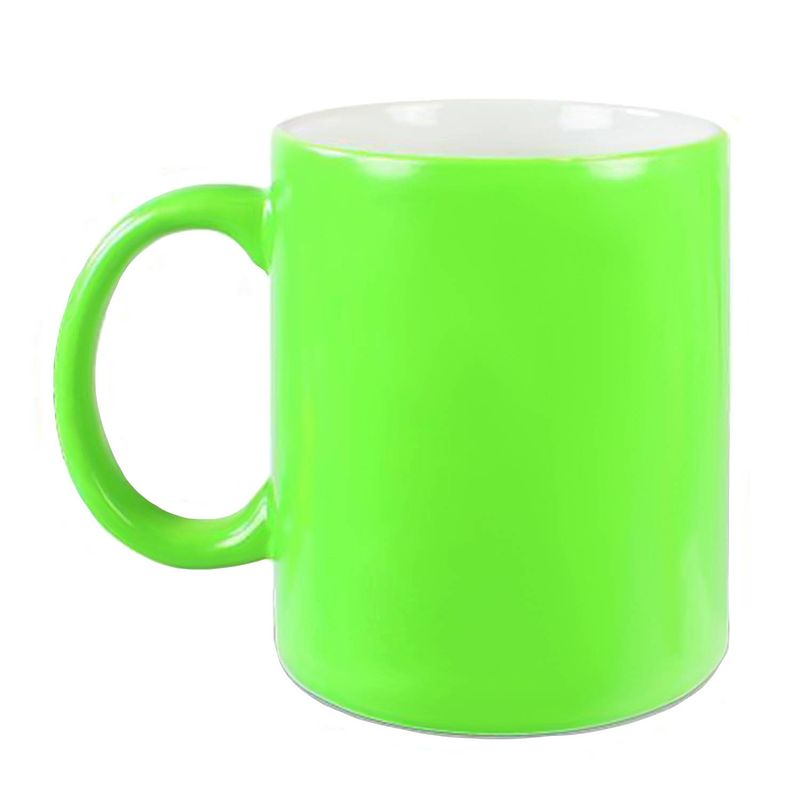 Foto van 1x fluor neon groene mokken onbedrukt 330 ml - bekers