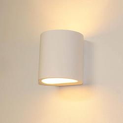 Foto van Artdelight wandlamp plaster rond h 12 cm gips excl. g9 wit