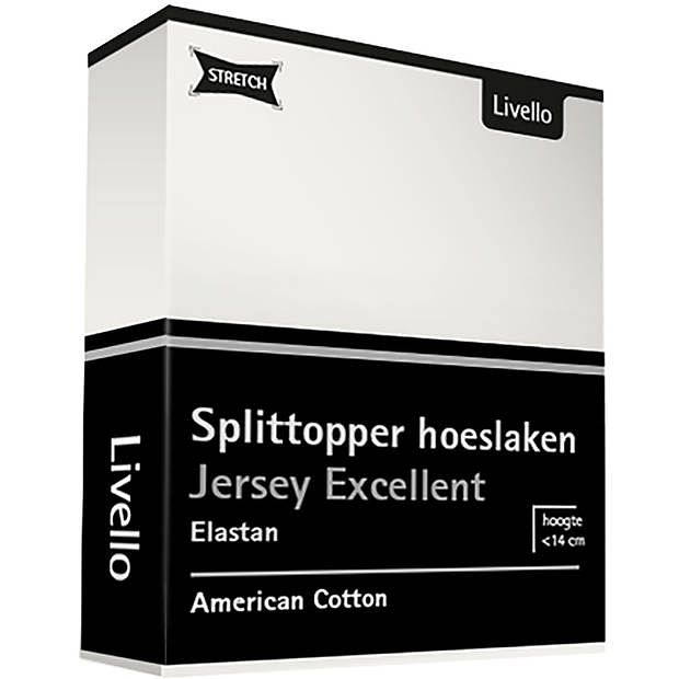 Foto van Livello hoeslaken splittopper jersey excellent offwhite 180 x 200 cm